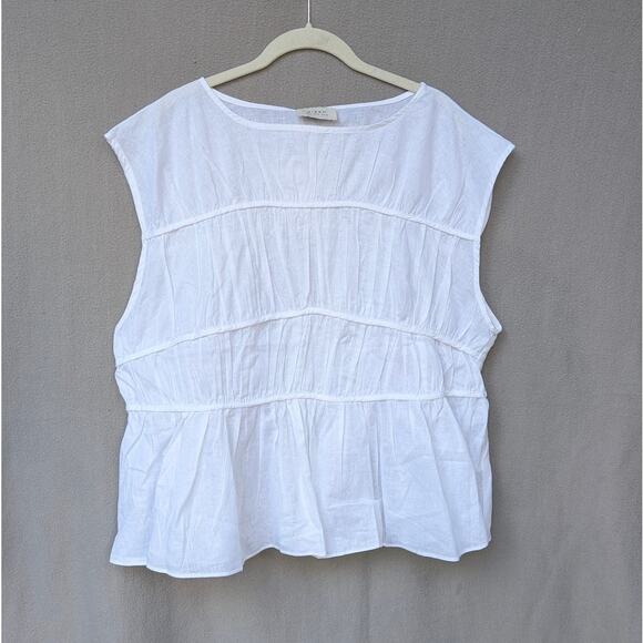 NWT Dissh Flynn White Linen Blend Tiered Oversized Top, size 10 - Picture 1 of 6